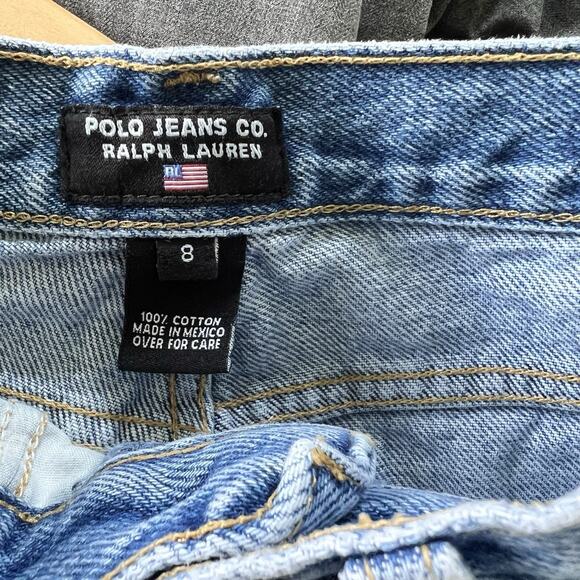 Vintage Polo Jeans Co. Ralph Lauren Jean Shorts Boys 8 Denim Blue Carpenter Y2k - Picture 5 of 7